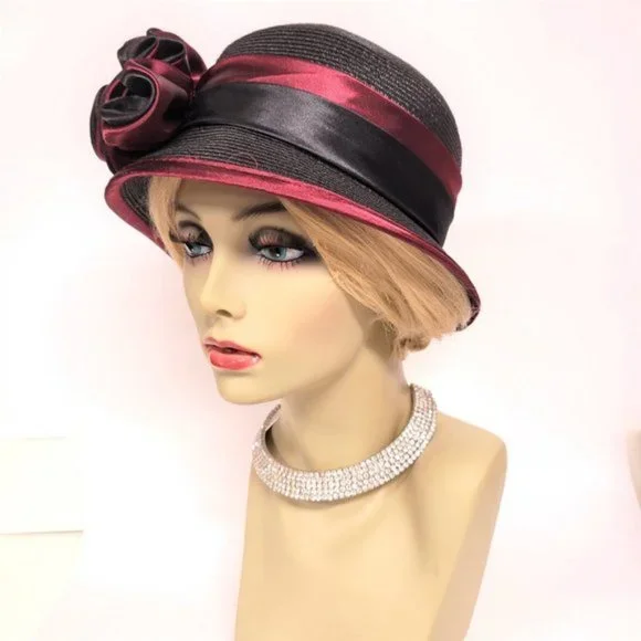 Accessories | Black Dress Hat Adjustable With Red Satin Trim  display picture 1